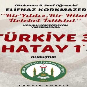 TÜRKİYE ÜÇÜNCÜSÜ ELİFNAZ KORMAZER!